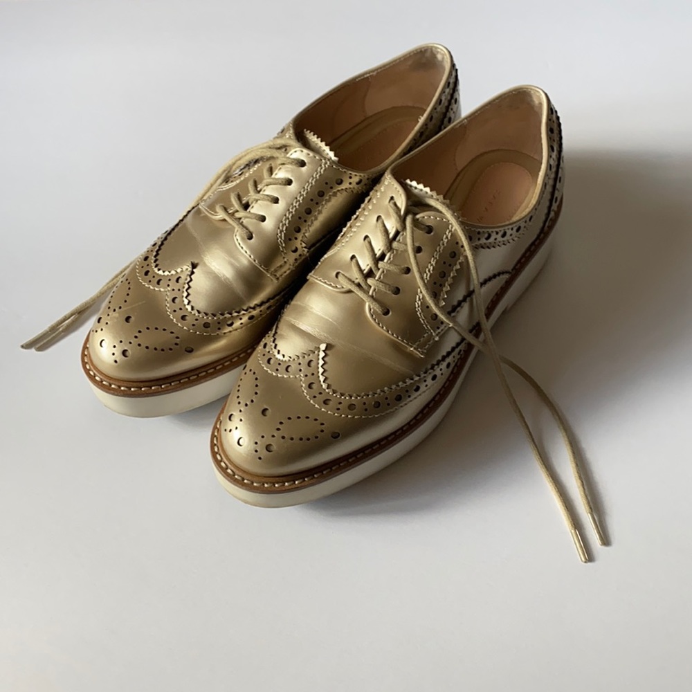Zara Gold Oxford Sneakers Size 35